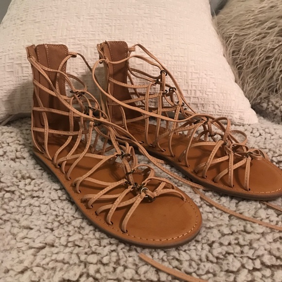 Strappy Tan Sandals - Picture 1 of 4